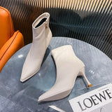 Women's Boots Pointed Thin High Heels 2022 New Fashion Patent Leather Ankle Boots Solid Zipper Fashion High Heels Thin