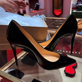 Breakj High-Heeled Women's Light Black Sexy Fine Heel 2025 New Pointed High-Grade Color Paint Leather Single
