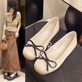 Breakj Shallow Single Shoes 2025 Spring New Ballet Silk And Satin Single Shoes Bow One Foot Flat Sole Single Shoes
