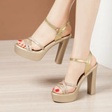 High-Heeled Model Sandals Women's Summer New Cheongsam Walking Sandals Waterproof Platform Thick Soles Large Size Open-Toed