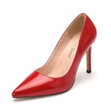 Breakj Cm Sexy Large-Size Pointed Single Shoes Red Leather Fine Heel Single Shoes Lady Tip Shoes Women's
