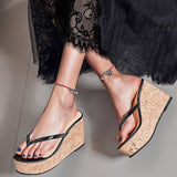 Fashion Women Sandals Thick Sole Non-Slip Sandals Women High-Heeled Wedges Beach Ladies Shoes New Roman Comfy Sloffen