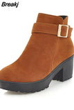 2023 top quality dropship big size 48 chunky heels ankle boots women shoes woman add plush winter boots shoes