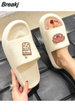 Platform Open Toe Summer Soft Thick Bottom Non-Slip House Slipper Female Lovely Flats Ladies Shoes Women Home