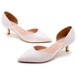 Breakj Cm Fine Tip Pointed Sandals Low Heel Low-Size Single-Shoe Women's Two-Siped Hollow Women's Shoes Wedding
