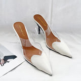 Breakj Net Red Fashion Sharp Transparent Shallow Slippers With Women's High