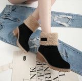 Breakj Female Boots 2023 Autumn And Winter Mid-Crowded Thick Heeled Snow Boots Women Cotton