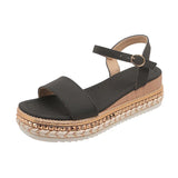 Breakj Summer New Pine Cake Dew Sandals With High Heel Lady Fashion Thick Bottom Slope Heel Women's