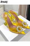 Heels Woman PVC Sandals 2023 Sexy Crystal Heeled Slingbacks Women Pumps Summer Shoes High Heels Wedding Bride