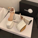 Breakj Wedding Shoes Wedding Shoes Wedding Dress Artifact Thick-Soled Waterproof Table Thick Heel 12Cm High Heels Presided Over The Performance