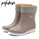 Rain Boots Women Anti-Skid Rainy Walking Shoes Ladies Rubber Ankle Bootie Fashion Wading Shoes for