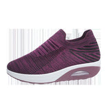 Size Women's Shoes 2023 Spring And Summer Flying Woven Elastic Mesh Sock Shoes Air Cushion Thick Slope Heel Casual Women's