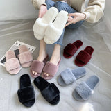 One Word Slippers Female Early Autumn 2023 New Cotton Slippers Home Indoor Fashion Warm Floor Cotton Slippers