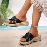 Breakj New Thick Bottom Slippers Cross-Band Exposed Toe Middle-Of-Year-Old Cool Slippers Wearing Stylish Comfortable Soft Bottom Mom