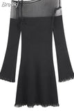 Bodycon Y2k Mini Dress Female Party Casual One Piece Dress Korean Fashion 2023 Spring French Elegant Knitted Dress