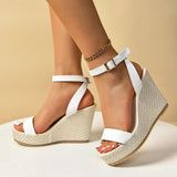 Heels Platform Sandals Women 2024 Summer Retro Ankle Buckle Gladiator Sandles Woman Plus Size 43 High Heeled Beach