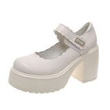 Breakj Wind Small Leather Shoes Female 2023 Spring Autumn New Platform Cake 10Cm Mary Jane Thick Heel High Heels Single