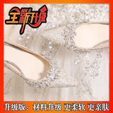 Breakj High-Heeled Wedding Shoes Women's Crystal Bridal Shoes Fine Heel High-End Feeling Not Tired Wedding Dress Show Two Bridesmaid