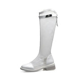 cold boots for women 2023 summer new fashion all wear mesh surface thick heel boots but knee mesh