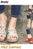 Women Wedge Sandals Premium Orthopedic Open Toe Slipper Vintage Anti-slip Leather Casual Female Platform