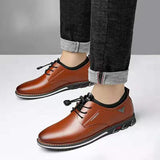 Men Dress Shoes Cowhide Leather Shoes Men's Comfortable Low-top British Casual Shoe Platform Shoes Man Formal
