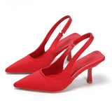Breakj High-Heeled Sandals Baotou Behind The Empty Stumbling Stumbling New Shallow Tip Single-Shoe Fine Heel High