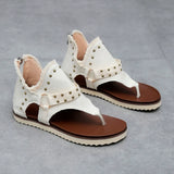 Women's Casual Denim Sandals Women Gladiator Sandals Back Zipper Open Toe Non Slip Thong Sandals, Versatile Roman Style