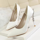 Breakj Korean Version Of Fashion Sexy Metal With Women's Shoes Thin Heel High Heel Shallow Pointed Silk Show
