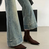 Breakj Back Zipper Short Boots Women's Boots 2023 New Low Heel Show Thin Pointed Fashion Elastic Thin Boots