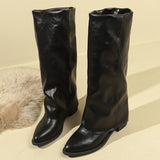 Breakj Pointed Thick And Folded Fashion Boots Femininity Maillard Comfortable Sleeves Thin Women's