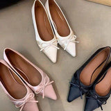 Breakj New French Gentle Wind Bow Single Shoes Shallow Commute Versatile Pointed Fairy Temperament Flat Shoes