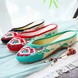 Breakj Summer Color Embroidery Leisure Walk Embroidered Cloth Shoes Women's Cloth