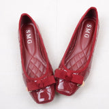Leather flats women solid sewing ballerina plus size35-41 office shoes ladies espadrilles square toe bow-knot