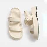 New Platform Sandals Women Fashion Solid Thick Sole Shoes for Women Comfortable Soft Sole Roman Sandals Casual Flat