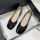 Toe Soft Pu Leather Moccasins Women Loafers Foldable Ballet Flats Solid Grandam Shoes Women Comfy Slip on Ballerina