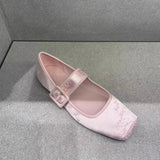 Jane Flats Shoes for Women 2024 Trend Floral Loafers Ballet Flat Designer Elegant Dress Comfortable Ladies