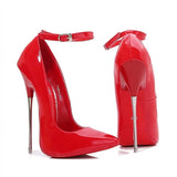 Performance Fetish Women's Pumps Candy Color Metal Thin Heel Sexy Single Shoes 16CM Pointed High Heels On The