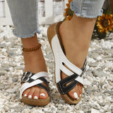 Breakj Thick-Bottomed Slippers Women's 2025 New Fish Mouth Thick Bottom Belt Buckle Color Letter Cool