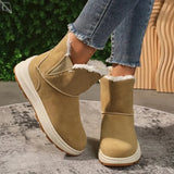 Faux Suede Winter Snow Boots for Women Thicken Plush Platform Ankle Boots Woman Slip On Anti-Slip Cotton Padded