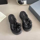 Breakj Summer New Fairy Wind Bow Thick Bottom Cool Slippers Women's Loose Cakes Fashion Wearing