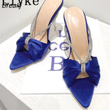 Size 35-41 Transparent Perspex Heels Slippers Ladies High Quality Crystal Rhinestone Strap Sandals Women Shoes