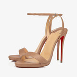 Breakj New Word With Exposed Toe Red-Soled High-Heeled Sandals Women's Fine Heel Sexy Red-Soled High-Heeled