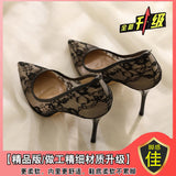 Breakj Women 2025 New Lace Transparent High-Heeled Women's Fine Heel Sexy Mesh Single Shoes Professional Women's
