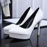 Womens Pumps European American Style Shallow Mouth Sexy Platform High Heels Stiletto Single Shoes Red Wedding