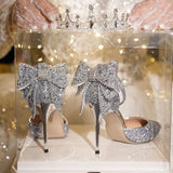 Breakj And Autumn Bride 18-Year-Old Crystal Princess Rite Bowed Men's High Heels Women With Fine Heel