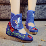 Breakj Boots / Summer Boots Embroidered High Heels Embroidered Cloth Shoes Embroidered Boots Ankle Boots High Heels Women's Singles