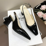 New Baotou Back Empty Sandals Thick High Heels Pointed High Heels Large Size Fashionable Sexy High Heeled