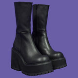 Brand Punk Goth Cover Toe Platform Wedges Thick Heels Women Shoes Hook Loop Design Summer women's Sasndals