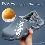 Waterproof Non-Slip Home Slippers Men Cotton Shoe EVA Slippers Winter Warm Indoor Ladies Soft Couples Platform Shoes