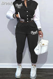Pink Printed Baseball Coat Pants Two Piece Sets Spring Fall Outfits Womens Track Suits Casual Fashion Streetwear